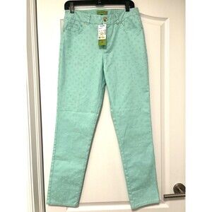 Island Republic Polka Dot Jeans Aqua Green 10 NWT Stein Mart High Rise Stretch